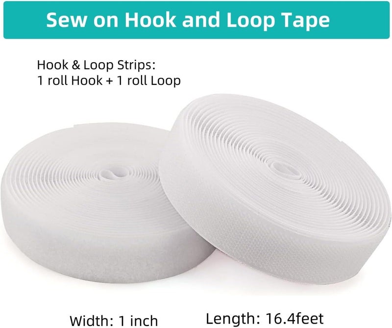 SICCOMA Sew on Hook and Loop Tape 1 Inch Wide, 16.4 Feet Non-Adhesive Back Hook and Loop Strips Sewing Fastener Fabric Fastener Non Adhesive Sewing Interlocking Tape - Image 3